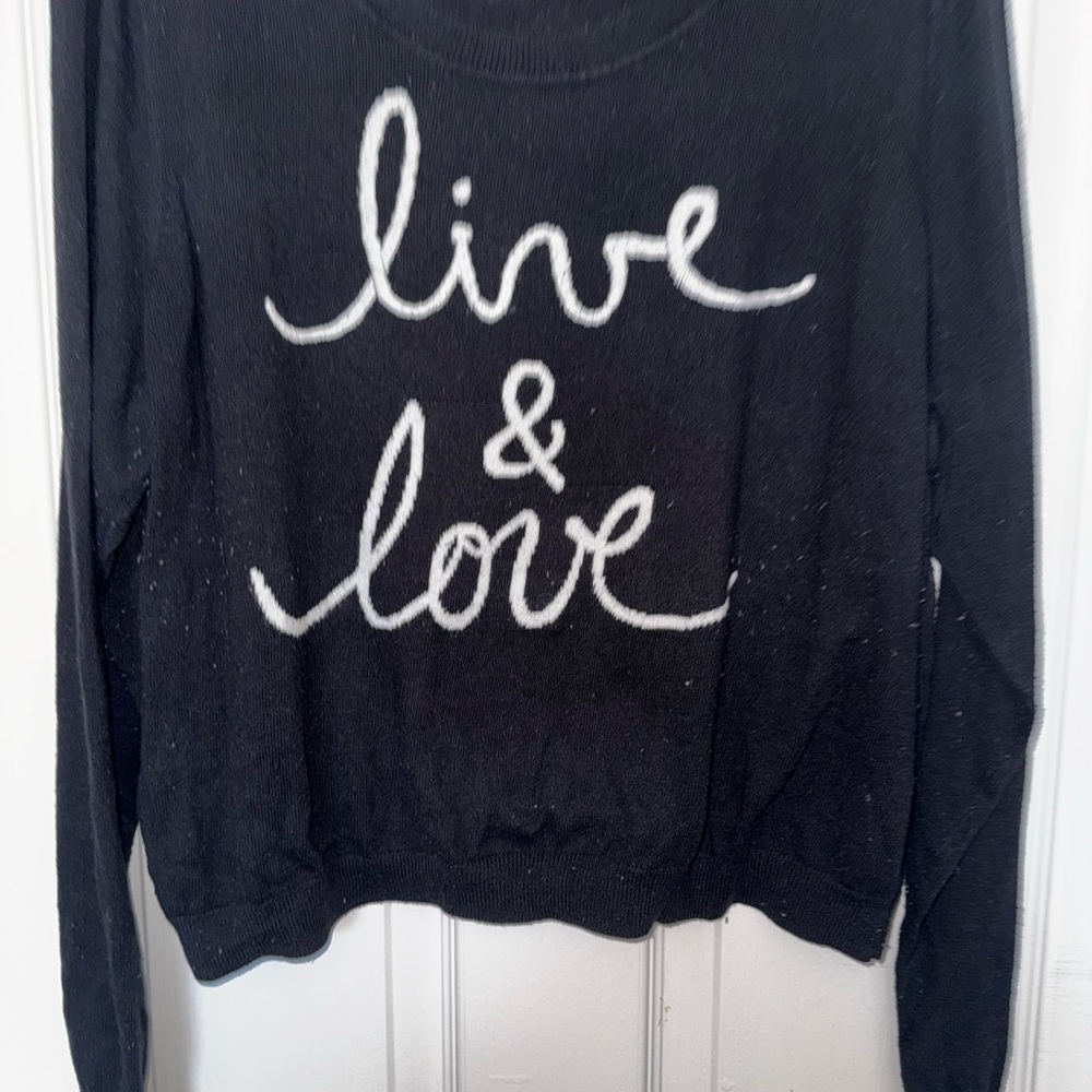 torrid Black Sweater with White "live & love" Script